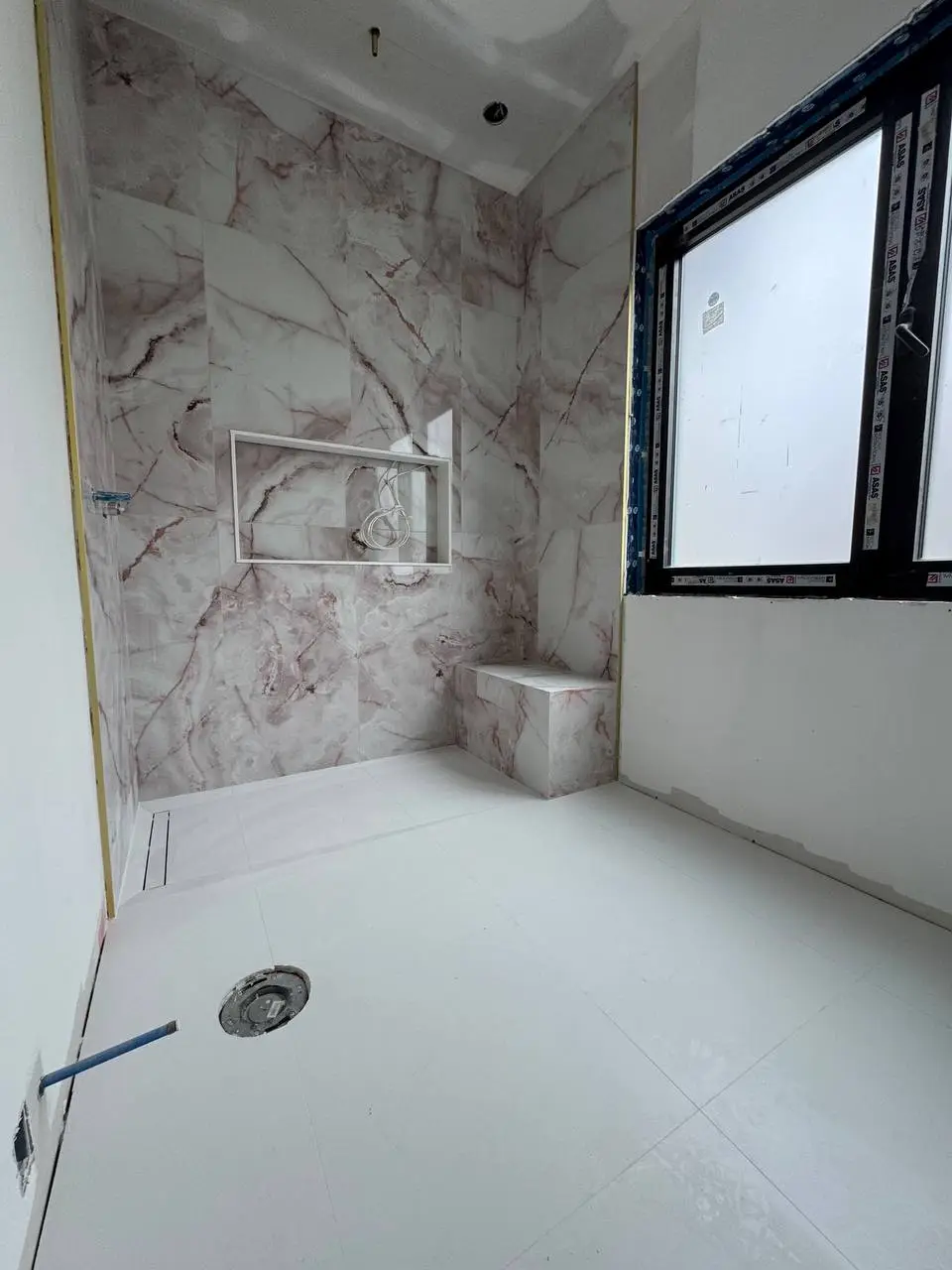 Finished bathroom tile installation